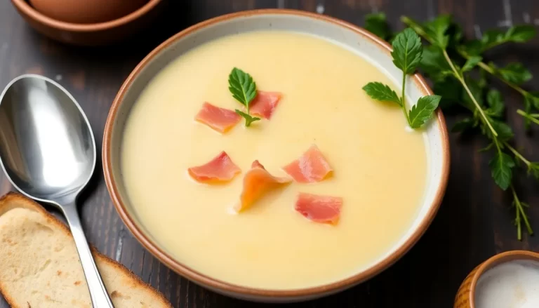 Sopa de ajo con jamón ibérico deliciosa y fácil de preparar