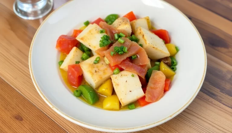 Bacalao confitado con jamón ibérico y verduras deliciosas