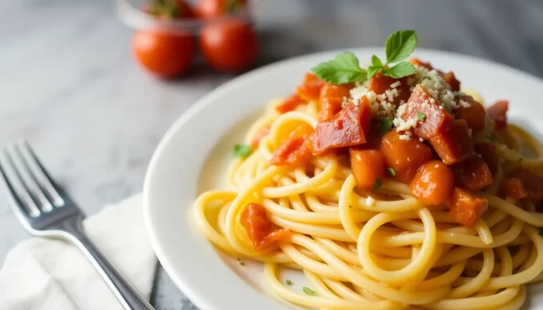 Fideos penne con jamón ibérico y salsa cremosa